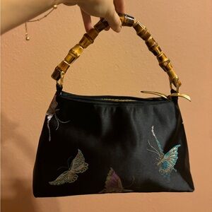 SOLD: FIONA LANG Satin butterfly purse